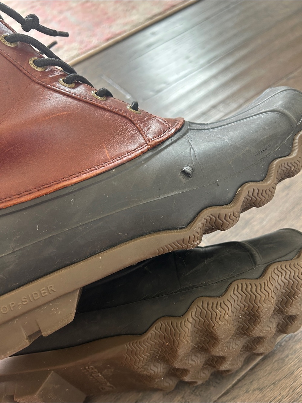 Sperry Men's Brown Leather & Black Rubber Duck Boots - Picture 7 of 7